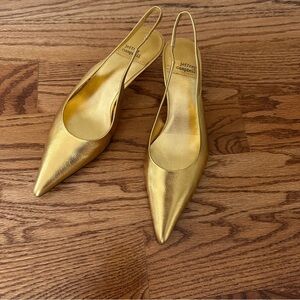 Jeffrey Campbell Gold Slingback Heels